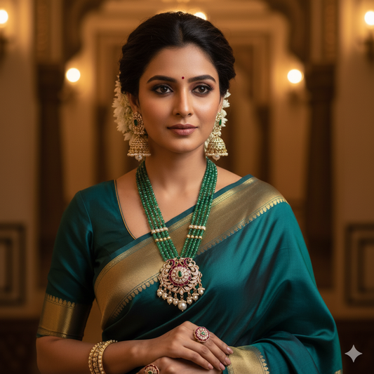 Multi-Layer Green Bead Necklace Set