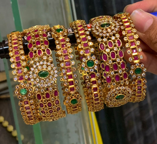Ruby, Emerald, and AD Stone Bangles