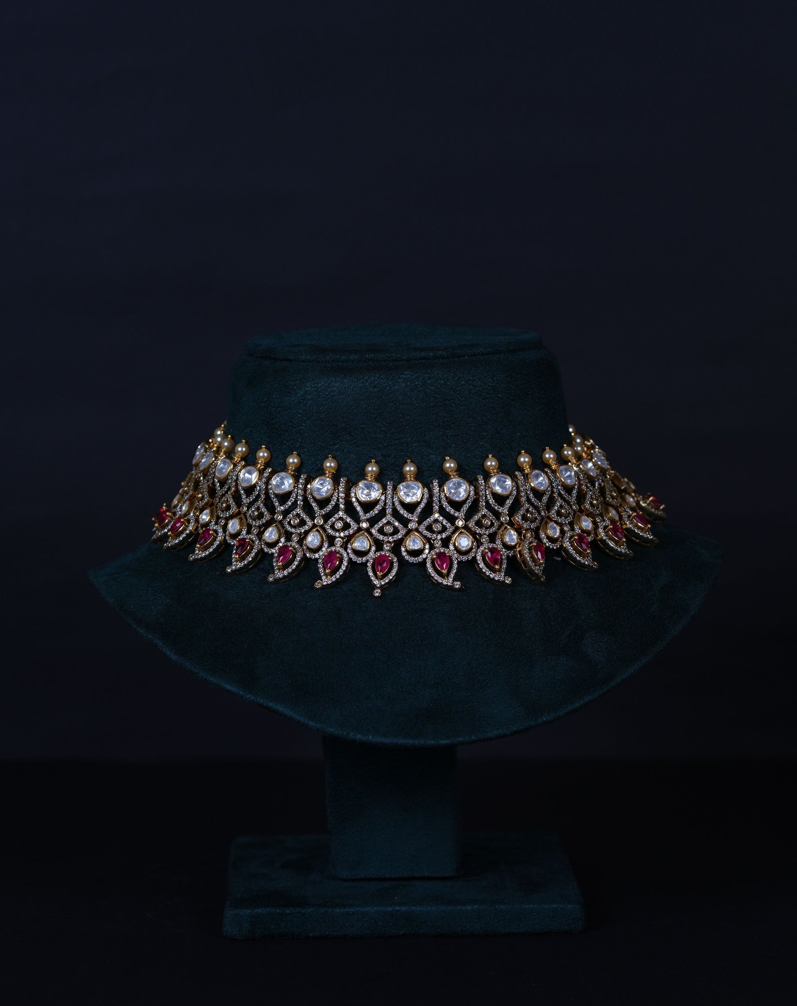 Polki Ruby Choker with Earrings in 92.5 Silver