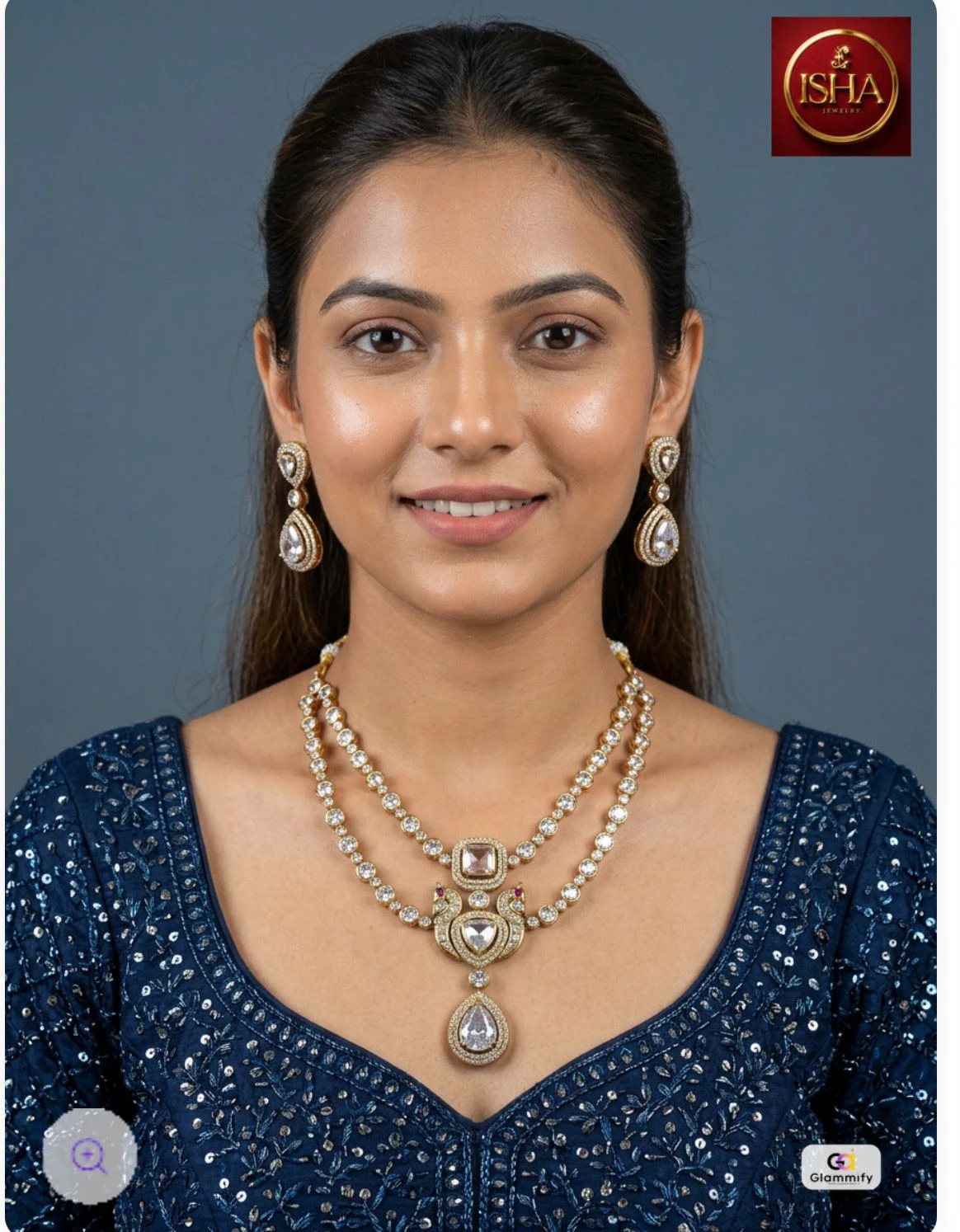 Royal Teardrop Diamond Necklace Set with Matching Earrings