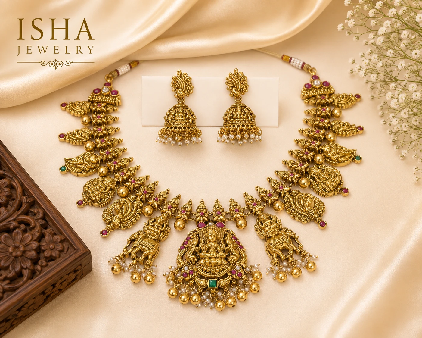 Premium 1 Gram Gold Necklace Set