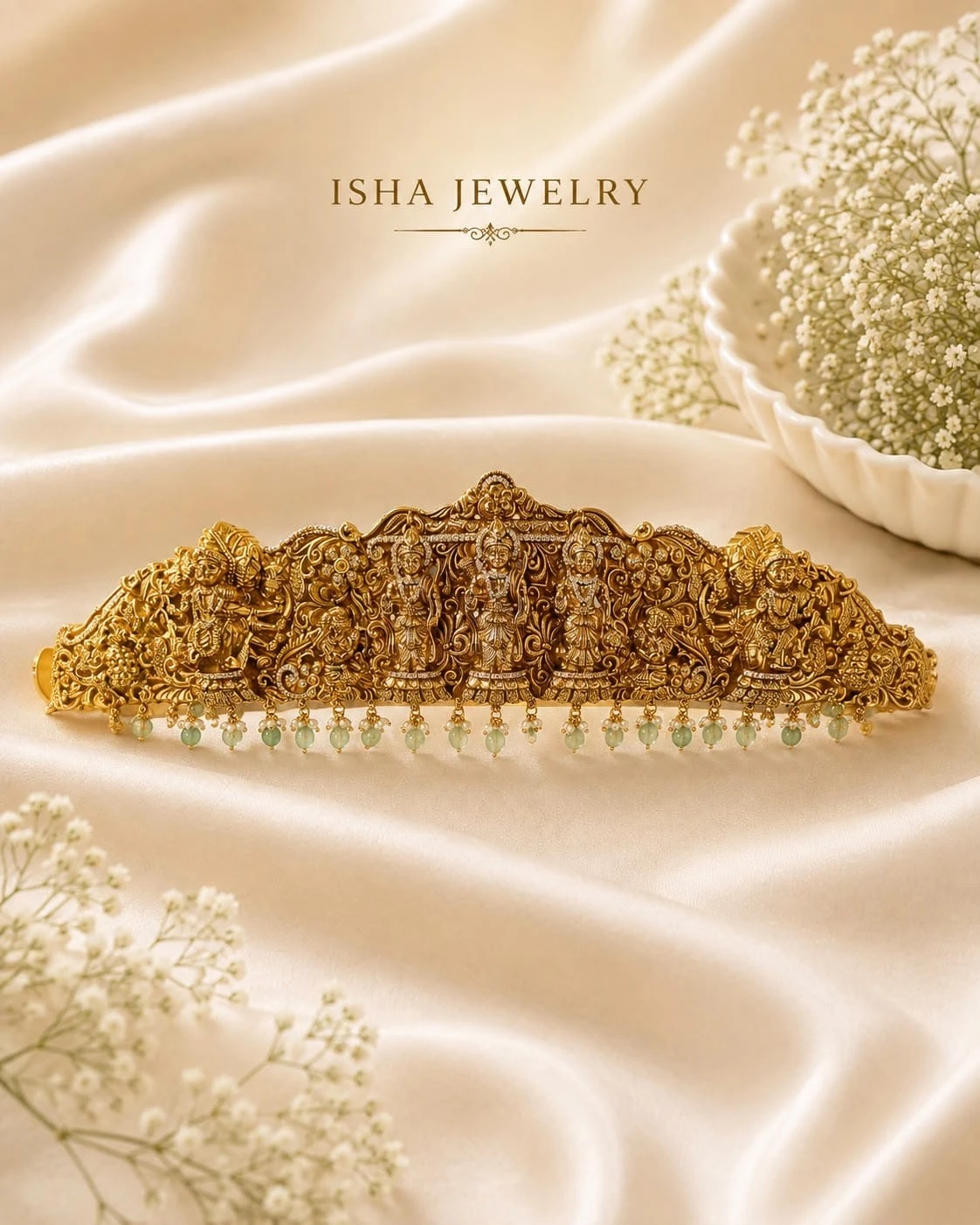 3D Design Ram Parivar Nakshi Hip Belt – 24K Gold Plated