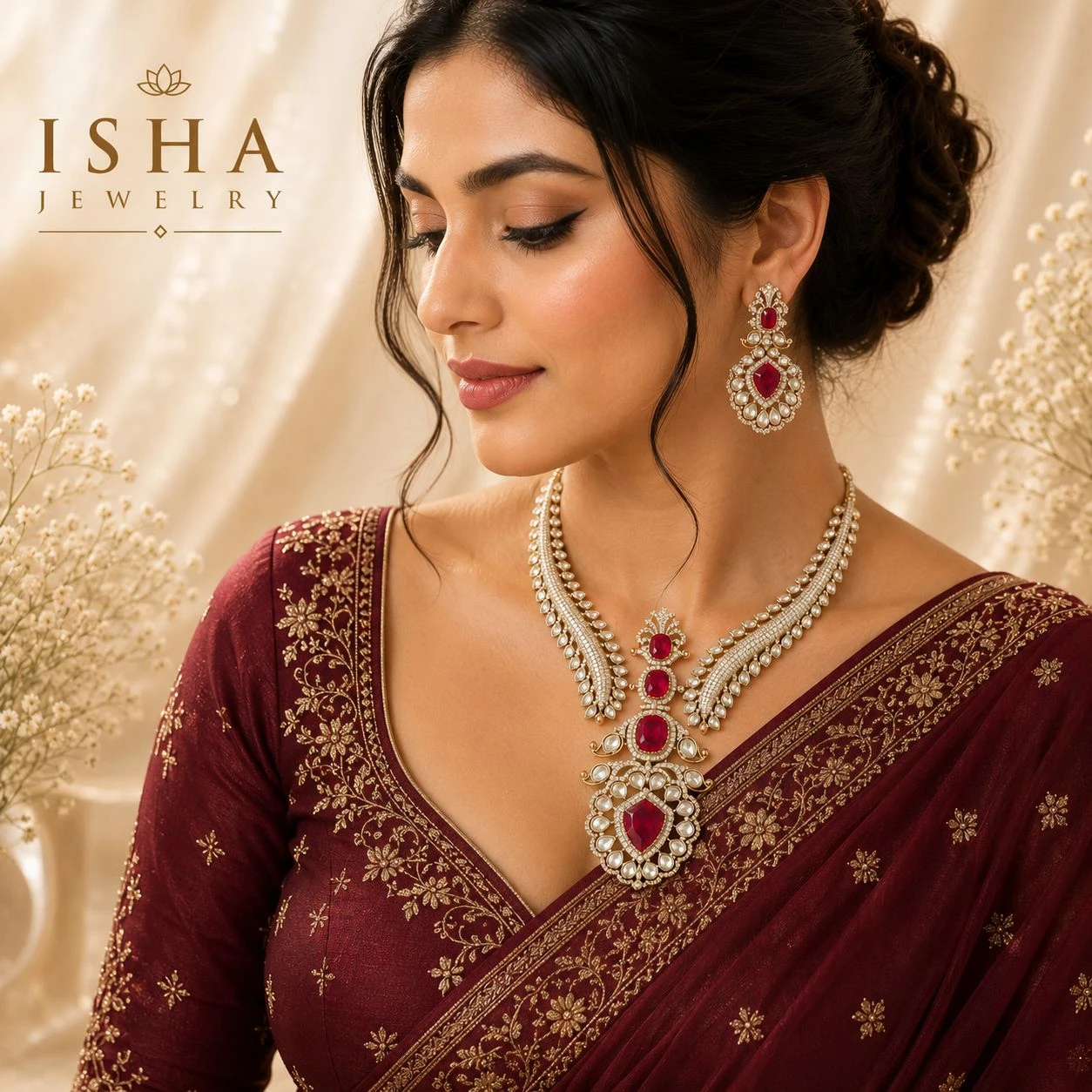 Premium Quality Moissanite Sabyasachi-Style Statement Necklace Set