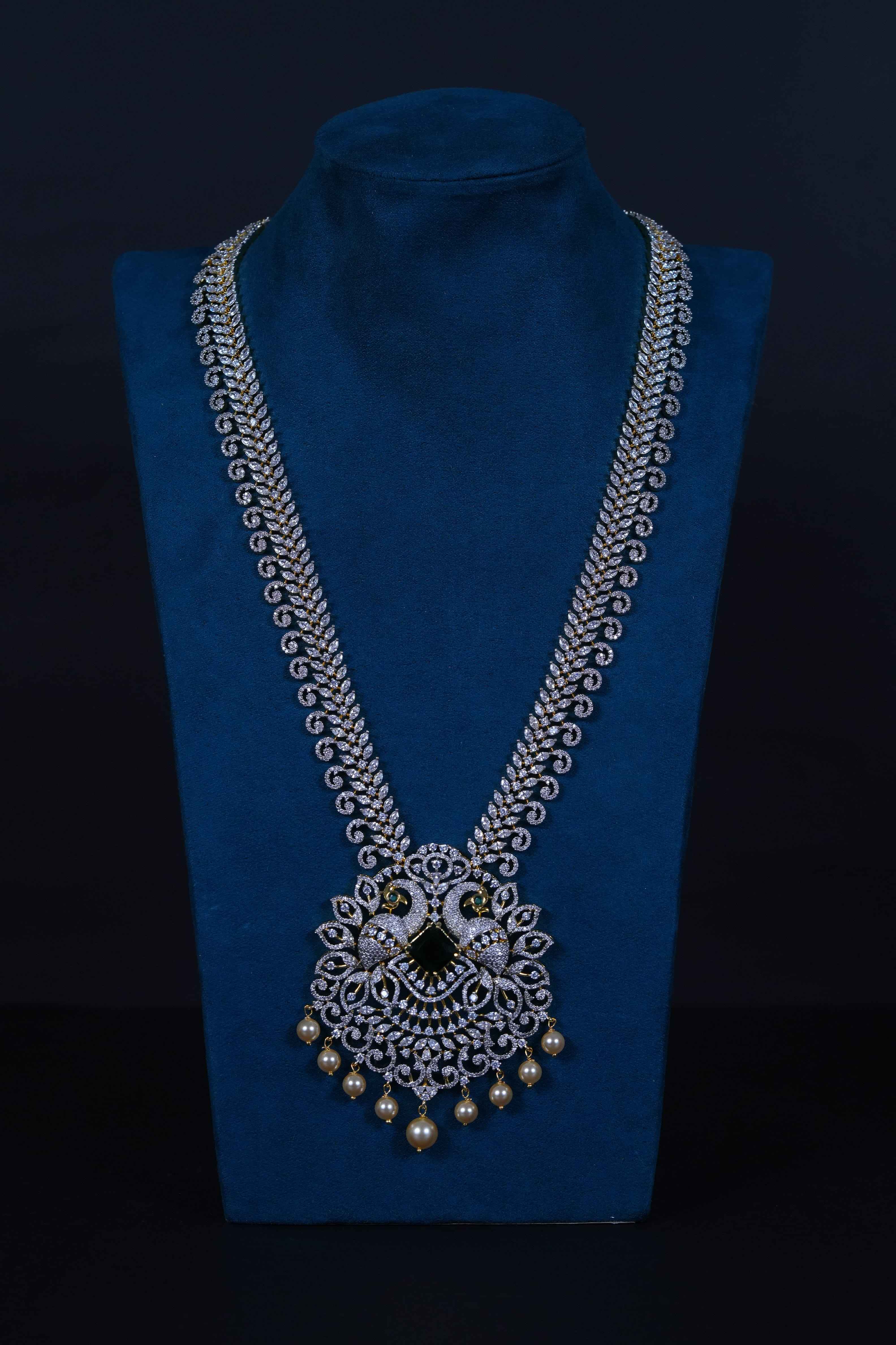 Royal Ruby AD stones Long Haram Set in 92.5 Sterling Silver